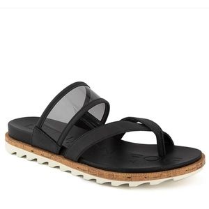 London Fog Black Stelanie Sandal Slide size 8.5